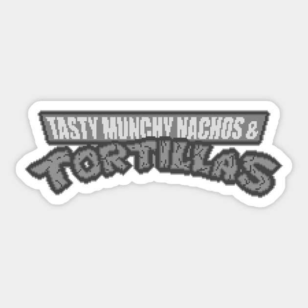 Nachos and Tortillas Title Logo (B&W) Sticker by M.N.M. Gultiano